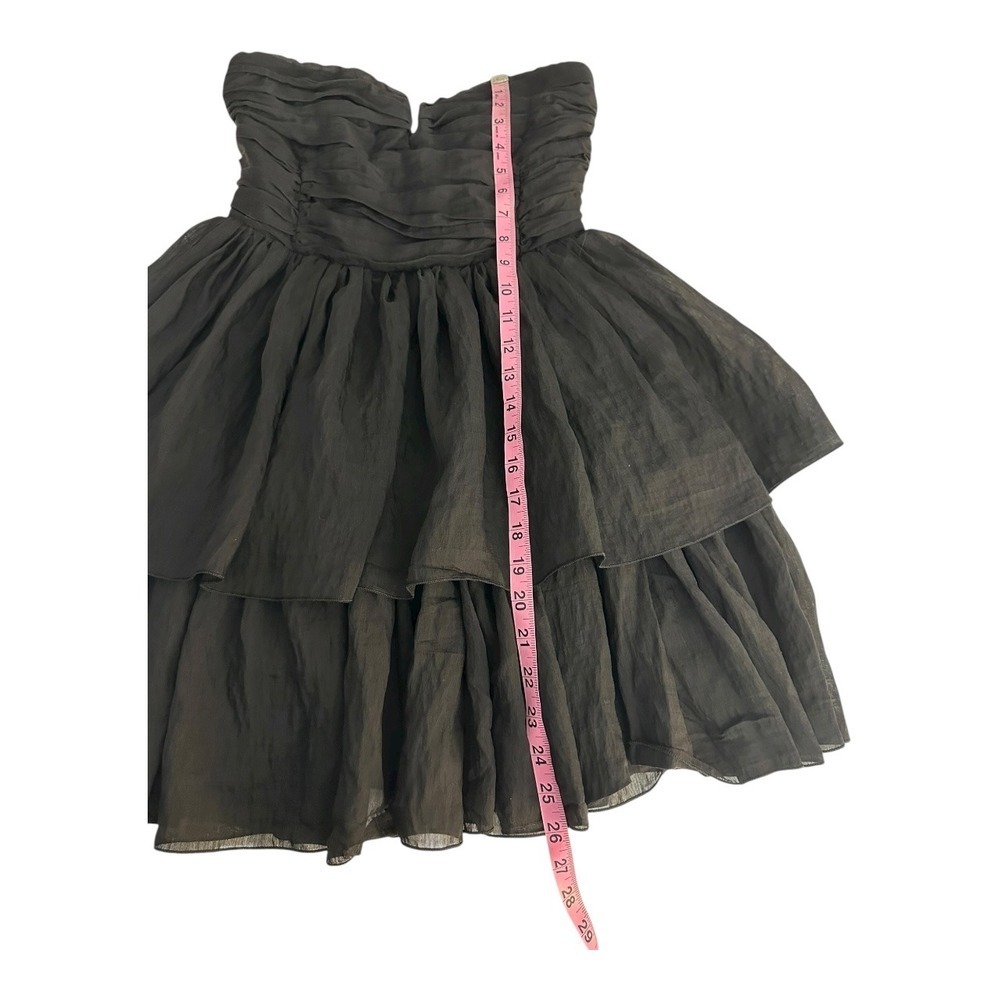 H&M Black Strapless Ruffled Tiered Dress Sweetheart Neckline Party Cocktail - Picture 6 of 14